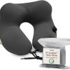Coop Home Goods AirJustable Travel Neck Pillow, Inflatable, Adjustable Support for Neck & Chin, Compact Travel Pillow, Soft Memory Foam Comfort, Airplane Travel Essentials - 1