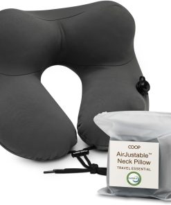 Coop Home Goods AirJustable Travel Neck Pillow, Inflatable, Adjustable Support for Neck & Chin, Compact Travel Pillow, Soft Memory Foam Comfort, Airplane Travel Essentials - 1