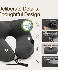 Coop Home Goods AirJustable Travel Neck Pillow, Inflatable, Adjustable Support for Neck & Chin, Compact Travel Pillow, Soft Memory Foam Comfort, Airplane Travel Essentials - 2