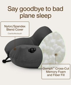 Coop Home Goods AirJustable Travel Neck Pillow, Inflatable, Adjustable Support for Neck & Chin, Compact Travel Pillow, Soft Memory Foam Comfort, Airplane Travel Essentials - 4