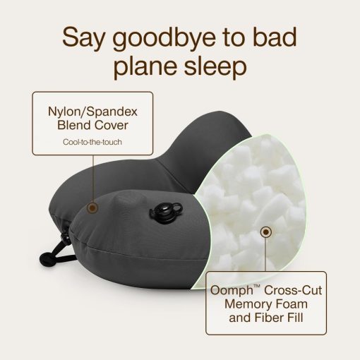 Coop Home Goods AirJustable Travel Neck Pillow, Inflatable, Adjustable Support for Neck & Chin, Compact Travel Pillow, Soft Memory Foam Comfort, Airplane Travel Essentials - 4