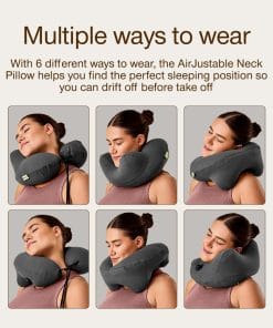 Coop Home Goods AirJustable Travel Neck Pillow, Inflatable, Adjustable Support for Neck & Chin, Compact Travel Pillow, Soft Memory Foam Comfort, Airplane Travel Essentials - 6