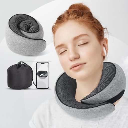 NOCRLG Travel Pillow, Travel Neck Pillow for Airplanes Car, 100% Pure Memory Foam Travel Pillow, Sleeping Essentials for Long Flight 360° Head Support Degree Comfort and Breathability - 4