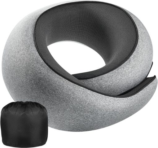 Neck Pillow Airplane,100% Pure Memory FoamTravel Neck Pillow Travel Neck Support Ergonomic &Portable Design Best for Sleeping Plane Car Train Office Flight - 1