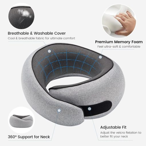 Neck Pillow Airplane,100% Pure Memory FoamTravel Neck Pillow Travel Neck Support Ergonomic &Portable Design Best for Sleeping Plane Car Train Office Flight - 7