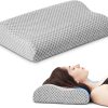 Travel Pillow Memory Foam Pillows, Ergonomic Wave Cervical Neck Pillow for Neck Pain Relief, Compressible Medium Firm Side Sleeper Pillow, Ideal for Camping, Office, Home & Bed - 1