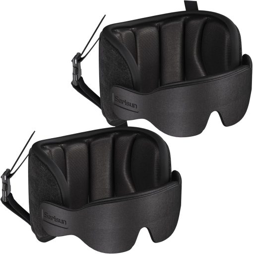 Travel Pillows for Airplanes, 2 Pack Airplane Pillows for Long Flight with Sleep Eye Mask, Plane Head Strap for Road Trip, 360° Support for Sleeping, Stop Bobblehead Travel Essentials - 1