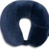 Brookstone Microbead Travel Head and Neck Pillow Lightweight and Plush with Phone or Headphone Pocket, Blue - 1
