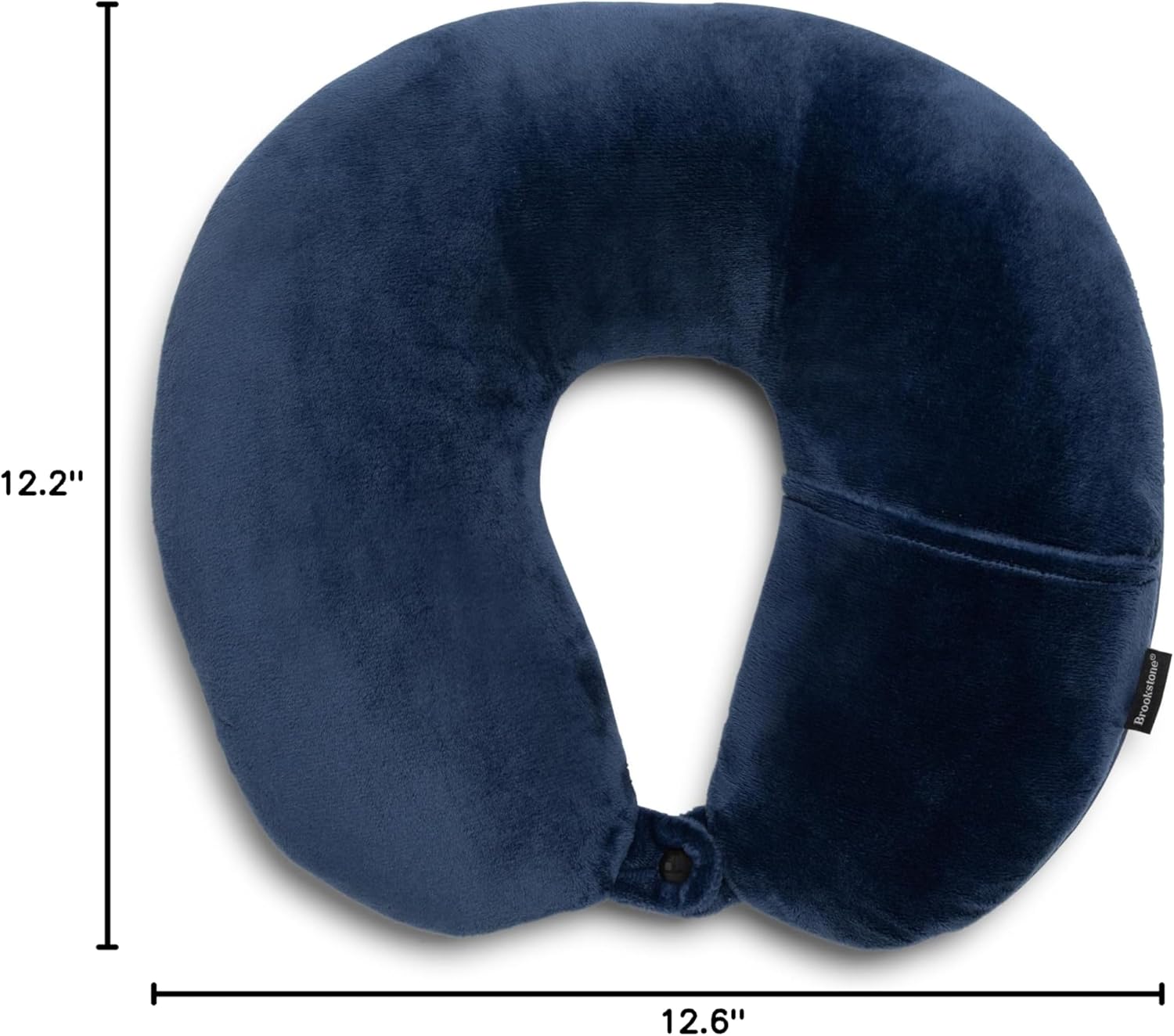 Brookstone Microbead Travel Head and Neck Pillow Lightweight and Plush with Phone or Headphone Pocket, Blue - 8