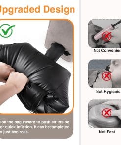 Maliton Inflatable Foot Rest Pillow for Travel,Kids Airplane Bed,Adjustable 3 Layers Height Leg Pillow of Air Travel Essentials,Car, Office, Home - Fast Inflation (Grey) - 4