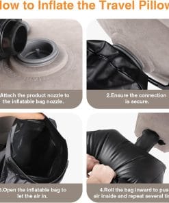 Maliton Inflatable Foot Rest Pillow for Travel,Kids Airplane Bed,Adjustable 3 Layers Height Leg Pillow of Air Travel Essentials,Car, Office, Home - Fast Inflation (Grey) - 5