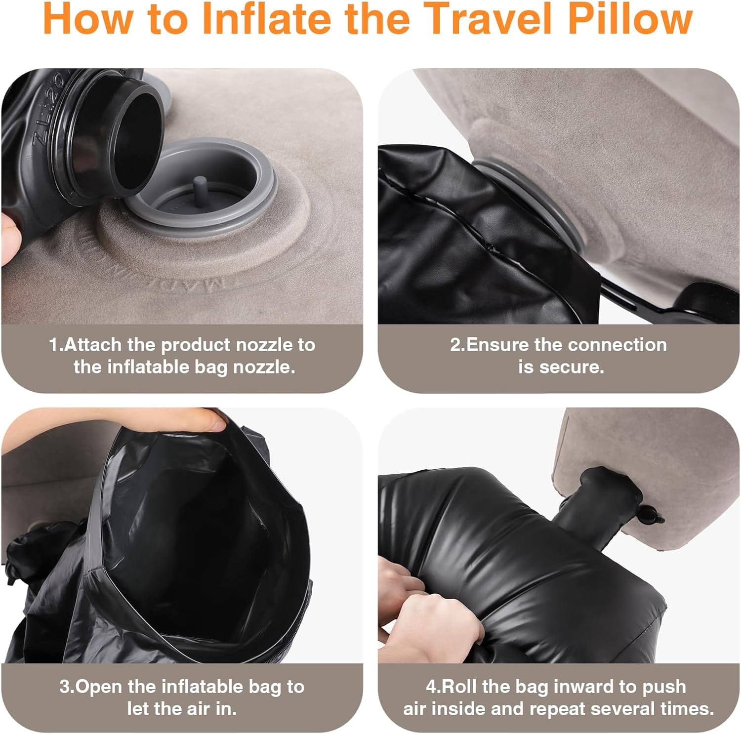 Maliton Inflatable Foot Rest Pillow for Travel,Kids Airplane Bed,Adjustable 3 Layers Height Leg Pillow of Air Travel Essentials,Car, Office, Home - Fast Inflation (Grey) - 5