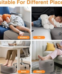 Maliton Inflatable Foot Rest Pillow for Travel,Kids Airplane Bed,Adjustable 3 Layers Height Leg Pillow of Air Travel Essentials,Car, Office, Home - Fast Inflation (Grey) - 8