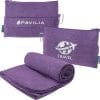 PAVILIA Travel Blanket Compact, Airplane Packable Bag, Soft Fleece Portable Throw Pillow Combo Set, Plane Flight Car Trips Essentials Gift Accessories, Luggage Backpack Clip, Purple - 1