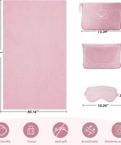 Travel Blanket, Airplane Blanket with Bag, Ultra-Soft, Warm & Lightweight, 65x40 in, Outdoor Blanket Essentials for Women, Men & Kids, Included Eye Mask, Luggage Sleeve & Backpack Clip - 3