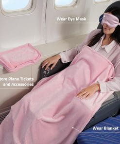 Travel Blanket, Airplane Blanket with Bag, Ultra-Soft, Warm & Lightweight, 65x40 in, Outdoor Blanket Essentials for Women, Men & Kids, Included Eye Mask, Luggage Sleeve & Backpack Clip - 4