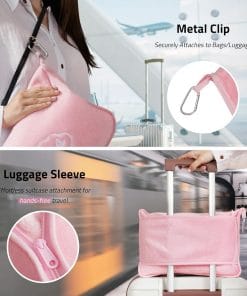 Travel Blanket, Airplane Blanket with Bag, Ultra-Soft, Warm & Lightweight, 65x40 in, Outdoor Blanket Essentials for Women, Men & Kids, Included Eye Mask, Luggage Sleeve & Backpack Clip - 5