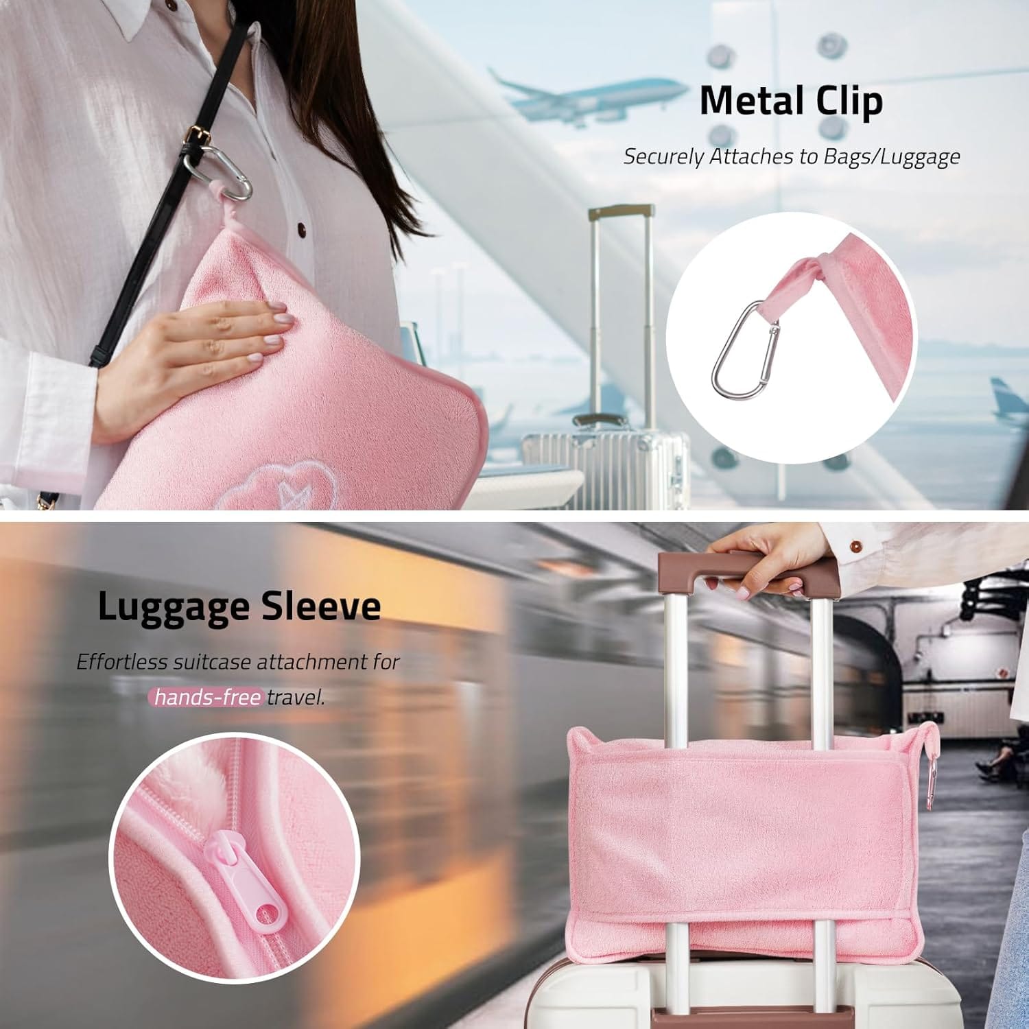 Travel Blanket, Airplane Blanket with Bag, Ultra-Soft, Warm & Lightweight, 65x40 in, Outdoor Blanket Essentials for Women, Men & Kids, Included Eye Mask, Luggage Sleeve & Backpack Clip - 5