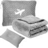Travel Blanket Airplane Compact with Bag, Travel Essentials 3 in 1 Packable Airplane Blanket, Travel Pillow and Blanket Set, Inflatable Pillow, Luggage Sleeve & Backpack Clip - 1