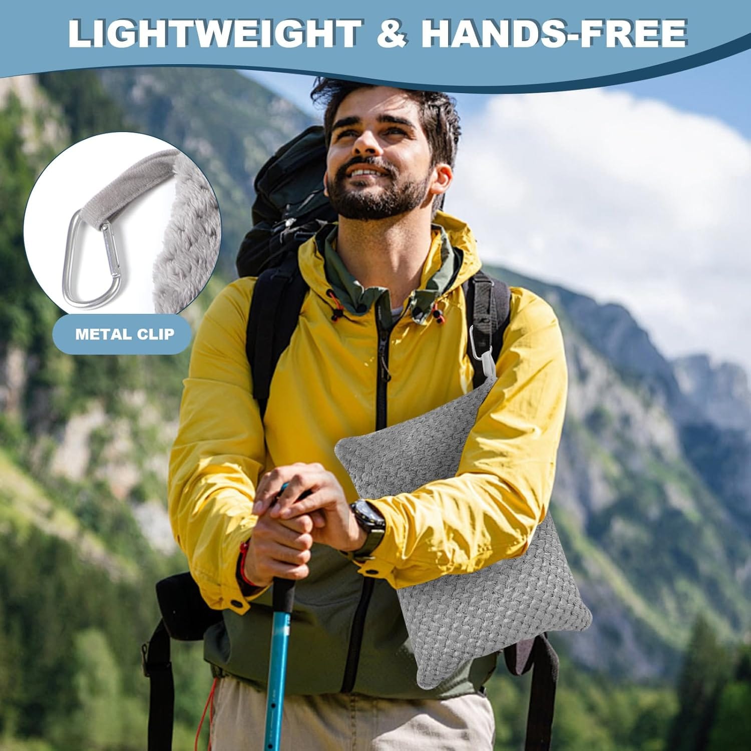Travel Blanket Airplane Compact with Bag, Travel Essentials 3 in 1 Packable Airplane Blanket, Travel Pillow and Blanket Set, Inflatable Pillow, Luggage Sleeve & Backpack Clip - 6