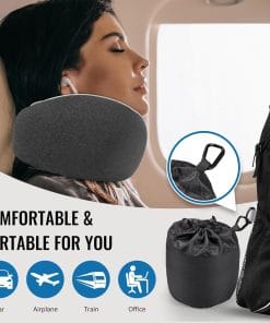 Travel Neck Pillow for Airplanes, Premium Memory Foam Neck Pillow with Ergonomic 360° Support, Travel Essentials for Plane, Car, Train and Home, Max Black - 3