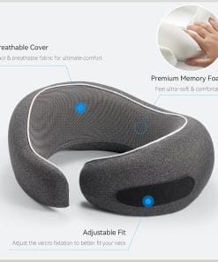 Travel Neck Pillow for Airplanes, Premium Memory Foam Neck Pillow with Ergonomic 360° Support, Travel Essentials for Plane, Car, Train and Home, Max Black - 5