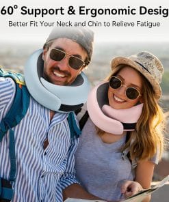 Travel Neck Pillow for Airplanes, Premium Memory Foam Neck Pillow with Ergonomic 360° Support, Travel Essentials for Plane, Car, Train and Home, Max Black - 6