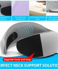 Travel Neck Pillow for Airplanes – 100% Memory Foam, 360° Head Support, Breathable & Washable Cover, Compact for Travel, Car & Flights - 5