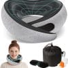 Travel Neck Pillows for Airplanes - 360° Ergonomic Memory Foam Travel Pillow - Relief Neck Pain with Breathable Support for Long Flights, Car, Train & Office Use - Adults & Kids - 1