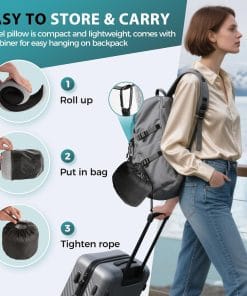 Travel Neck Pillows for Airplanes - 360° Ergonomic Memory Foam Travel Pillow - Relief Neck Pain with Breathable Support for Long Flights, Car, Train & Office Use - Adults & Kids - 3