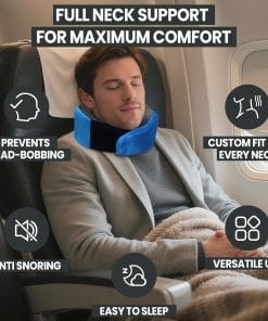 Travel Pillow, 100% Pure Memory Foam Travel Neck Pillow Airplane Neck Support Ergonomic Design for Traveling Suitable for Airplanes,Offices and Cars-Blue - 6
