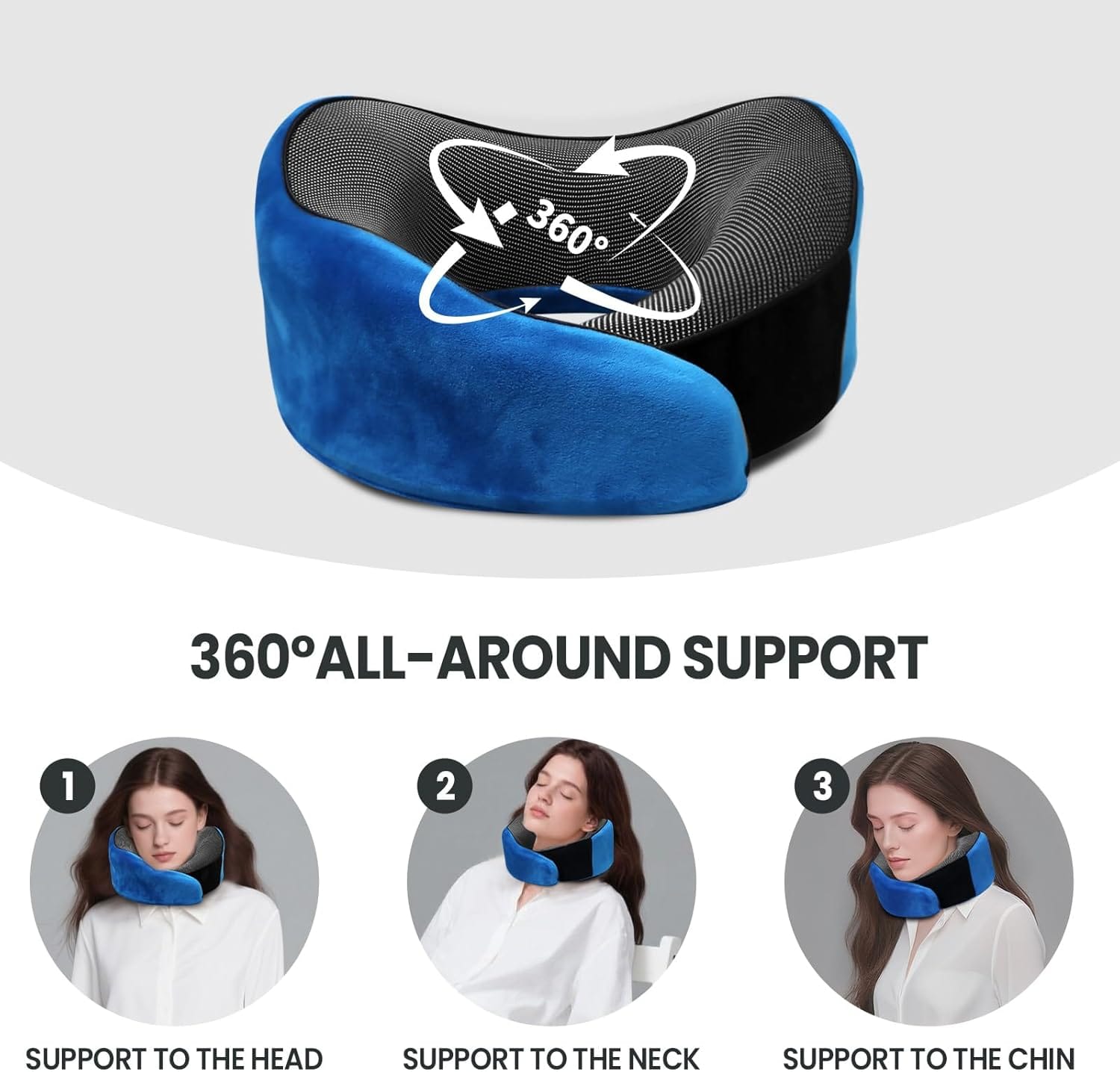 Travel Pillow, 100% Pure Memory Foam Travel Neck Pillow Airplane Neck Support Ergonomic Design for Traveling Suitable for Airplanes,Offices and Cars-Blue - 7