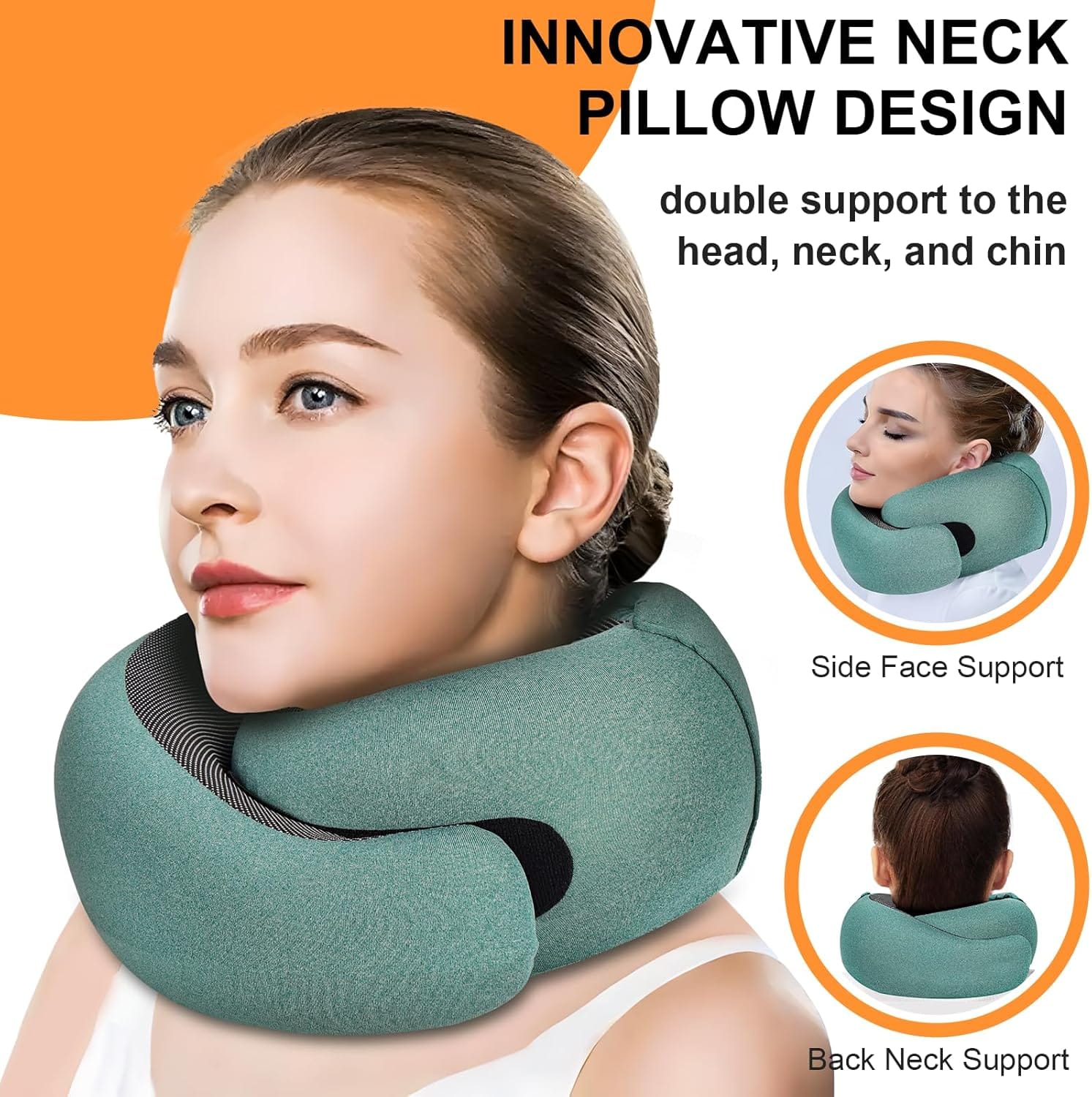 Travel Pillow - Hooded Neck Pillow Airplane Memory Foam Filling for Plane, Office, Cars Sleeping, Road Trip, Long Flights, Portable Plane Accessories, Includes Eye Mask & Earplugs - 2
