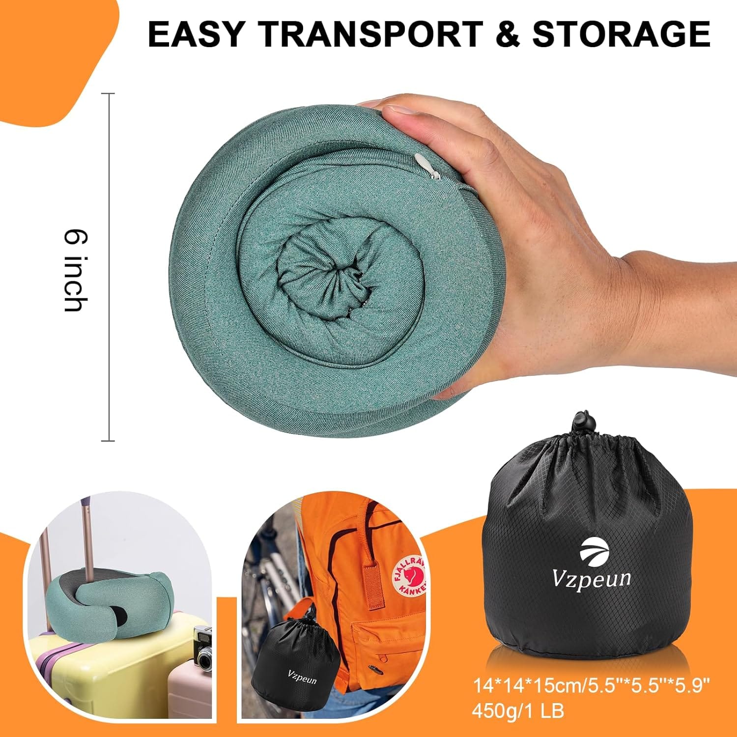 Travel Pillow - Hooded Neck Pillow Airplane Memory Foam Filling for Plane, Office, Cars Sleeping, Road Trip, Long Flights, Portable Plane Accessories, Includes Eye Mask & Earplugs - 6