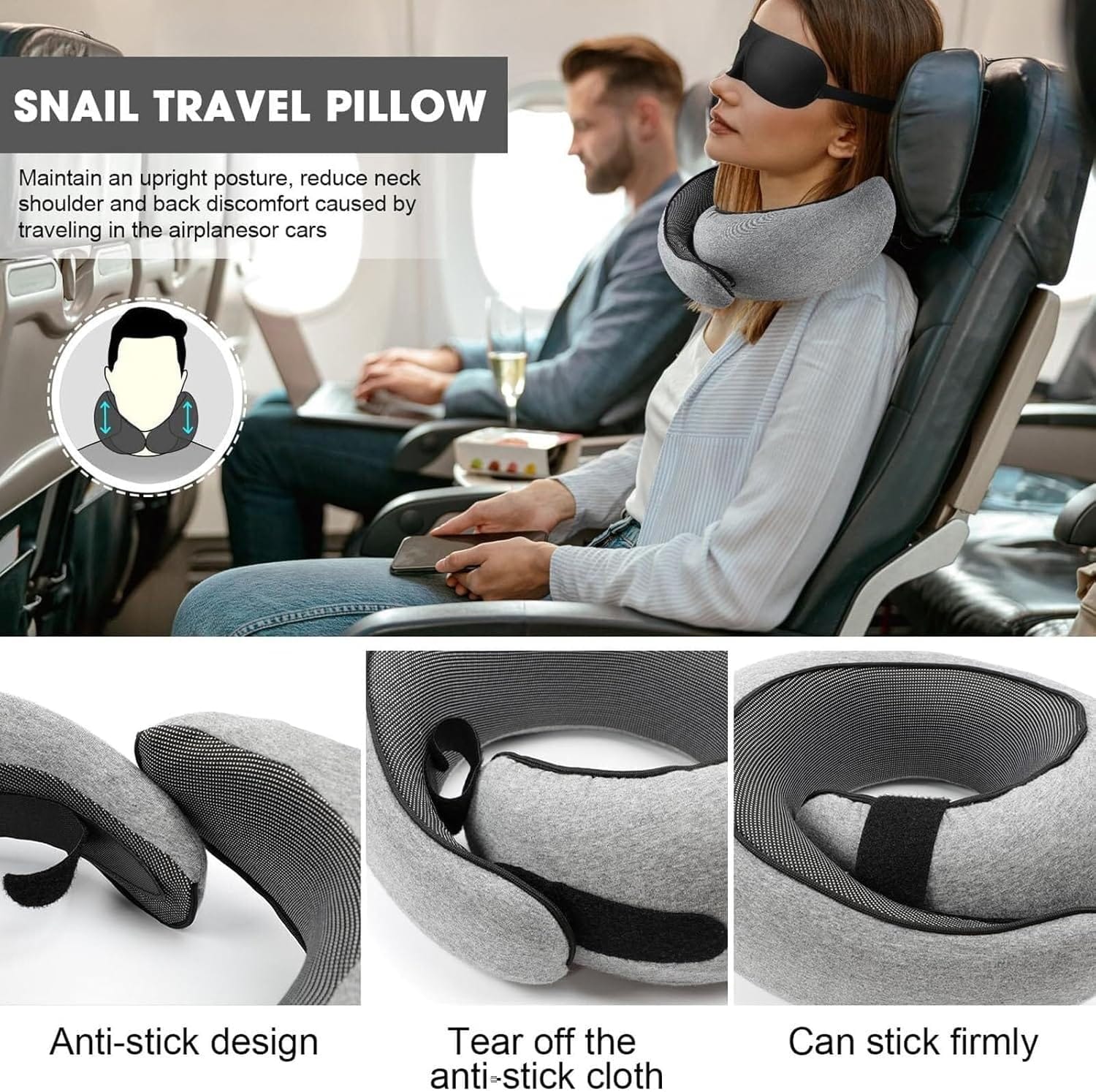 WEERSHUN Travel Pillows for Airplanes,2024 New Travel Pillow,Travel Neck Pillow Airplane Memory Foam Travel Pillow Neck Pillow for Traveling Suitable for Airplanes,Offices and Cars - 2