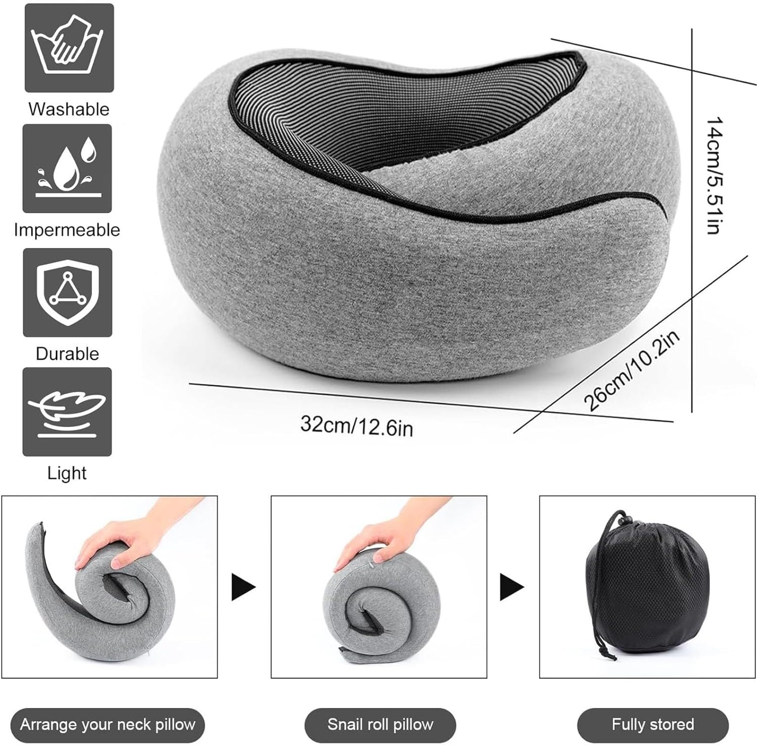 WEERSHUN Travel Pillows for Airplanes,2024 New Travel Pillow,Travel Neck Pillow Airplane Memory Foam Travel Pillow Neck Pillow for Traveling Suitable for Airplanes,Offices and Cars - 4