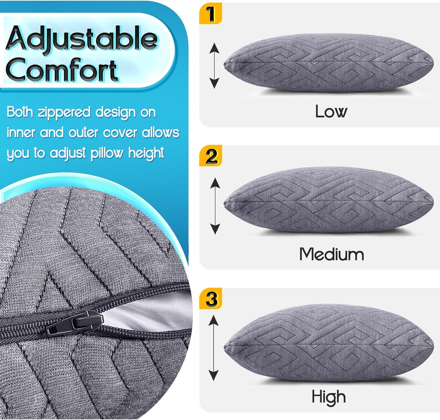 1 MIDDLE ONE Travel Pillow for Sleeping Camping, Memory Foam Small Pillow with Breathable Cover for Backpacking, Airplane, Car (15.5 X 12 Inch) - 7