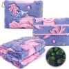 Axolotl Blanket for Airplane Travel - Glow in The Dark Kids Travel Blanket Pillow Set for Plane, Car - Axolotl Gifts Toys for Girls, Small Soft Purple Fleece Throw for Teens Girls 40 x 60 - 1
