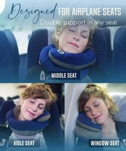 BCOZZY Travel Neck Pillow for Airplane– Patented Double Support for Head, Neck, and Chin. Best for Long Flights, Plane Sleeping, and Car Rides. Adjustable Size - 2