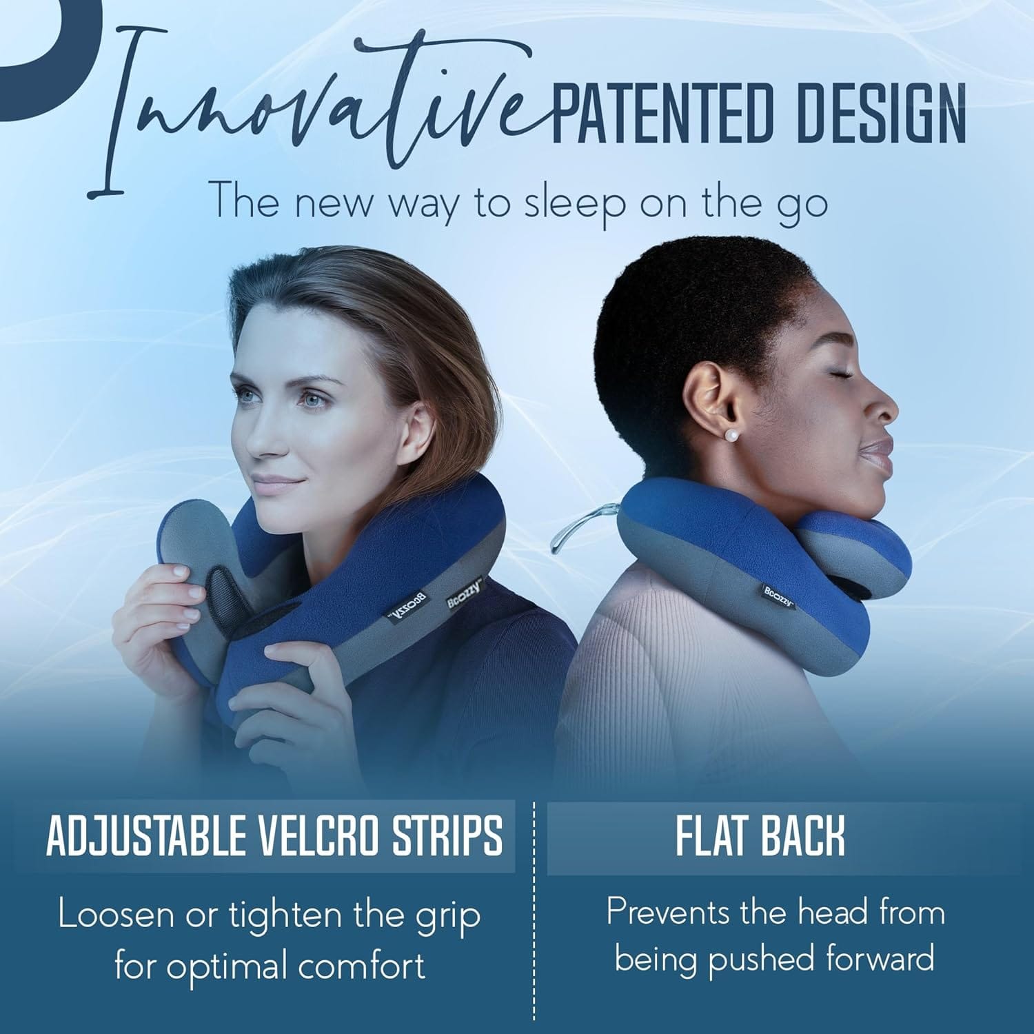 BCOZZY Travel Neck Pillow for Airplane– Patented Double Support for Head, Neck, and Chin. Best for Long Flights, Plane Sleeping, and Car Rides. Adjustable Size - 6