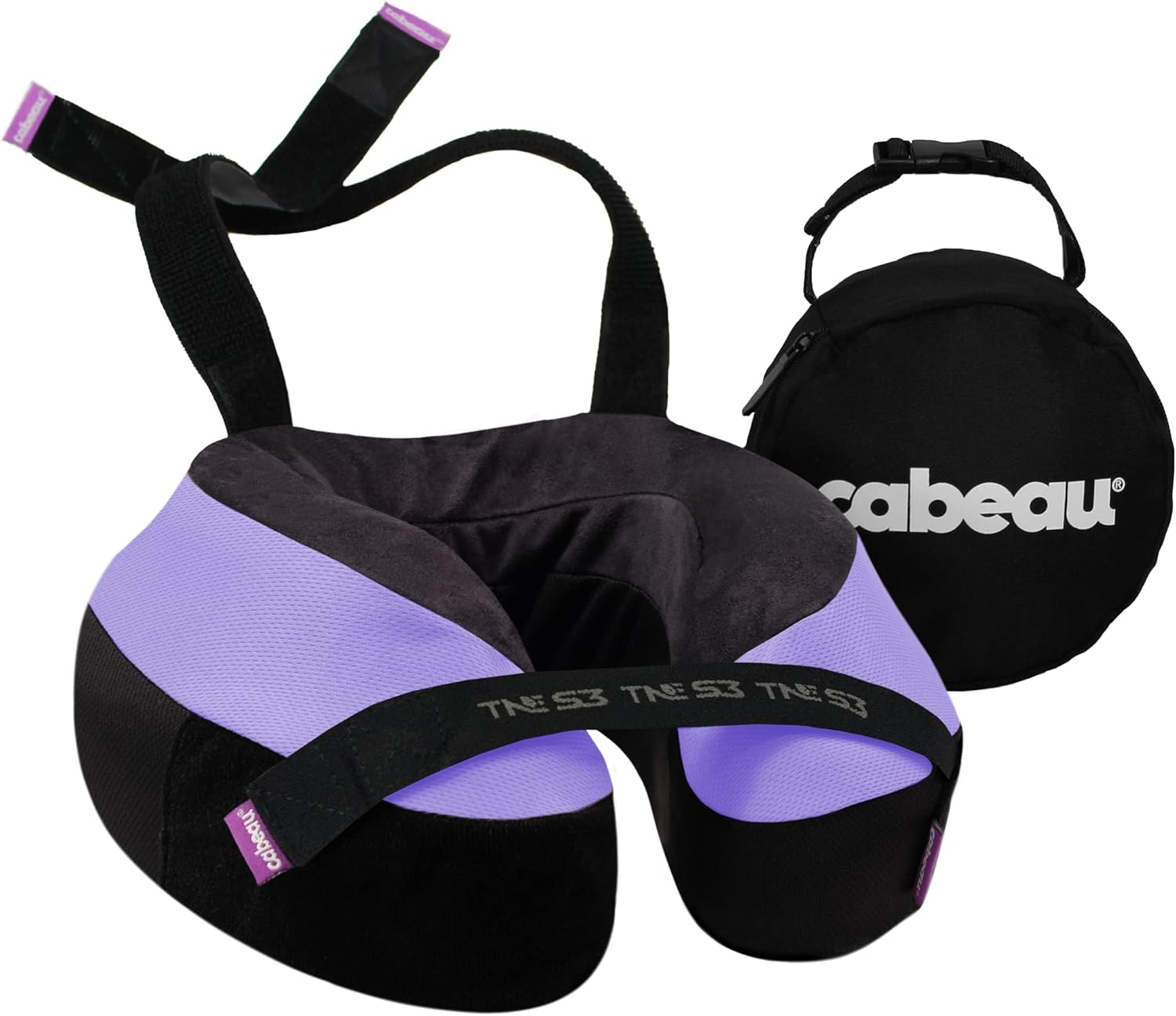 Cabeau Travel Neck Pillow for Airplanes – The Neck’s Evolution, TNE S3 – Supportive Memory Foam Design for Long Haul Flights – Attachable Seat Straps and 360° Support - 1