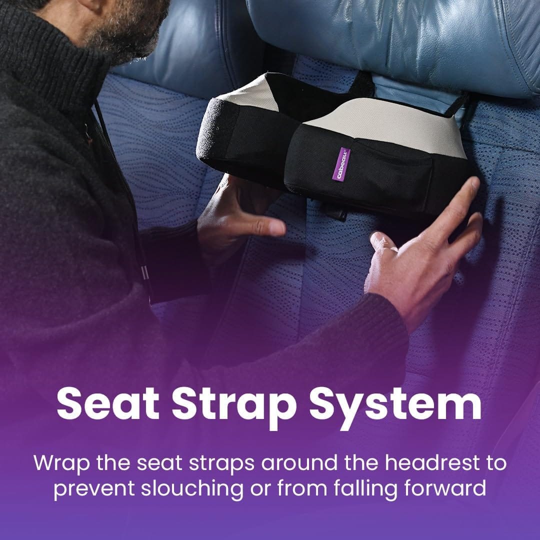 Cabeau Travel Neck Pillow for Airplanes – The Neck’s Evolution, TNE S3 – Supportive Memory Foam Design for Long Haul Flights – Attachable Seat Straps and 360° Support - 3