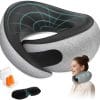 FIOGIKO Travel Neck Pillows for Airplanes - 360° Ergonomic Memory Foam Travel Pillow - Relief Neck Pain with Breathable Support for Long Flights, Car, Train & Office Use - Adults & Kids - 1