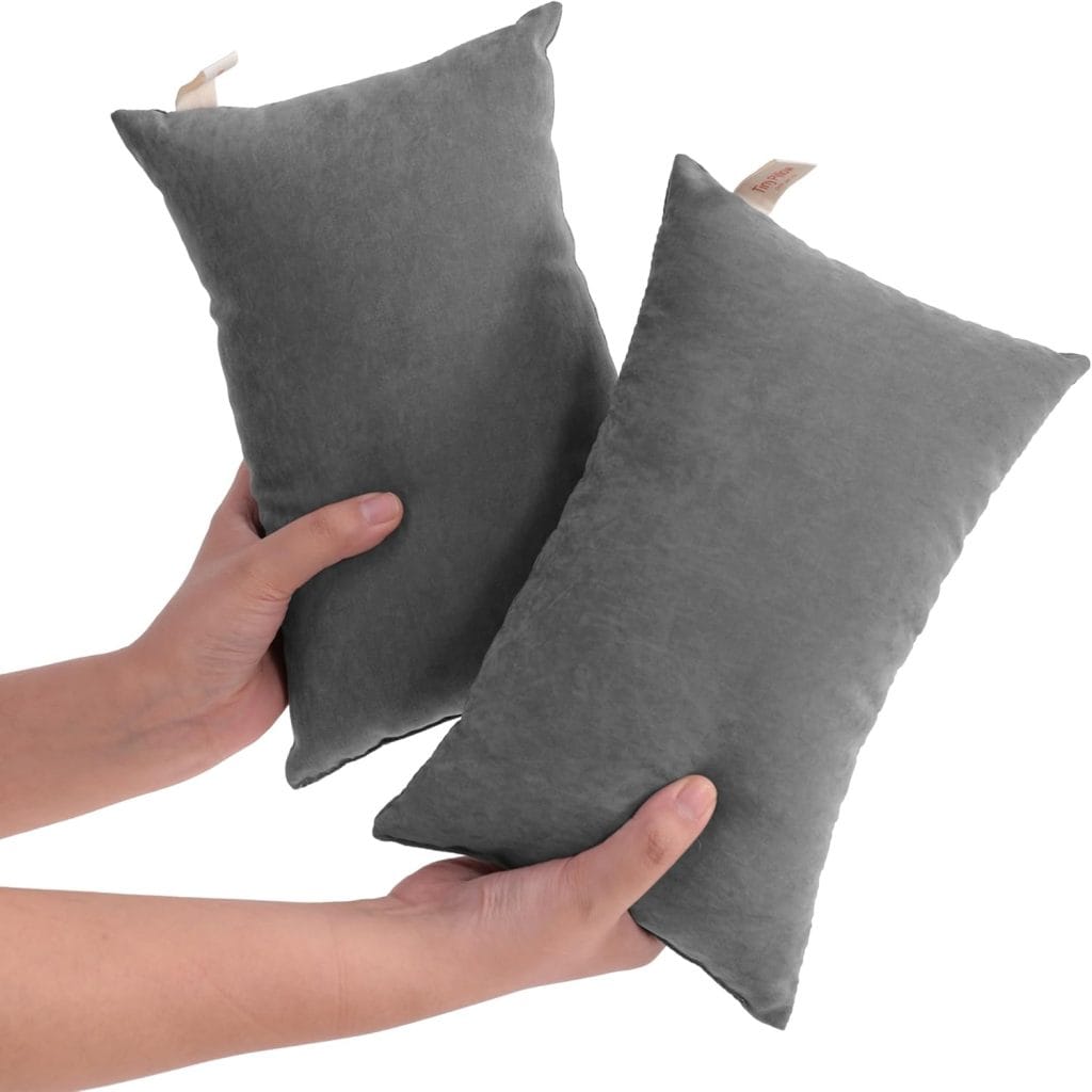 NTBAY Tiny Pillows, Down Alternative 7″x11″ Microfiber Mini Pillow for Travel, Pets, Soft Machine Washable Small Pillows for Neck, Wrist, Lumbar and Knee, Dark Grey