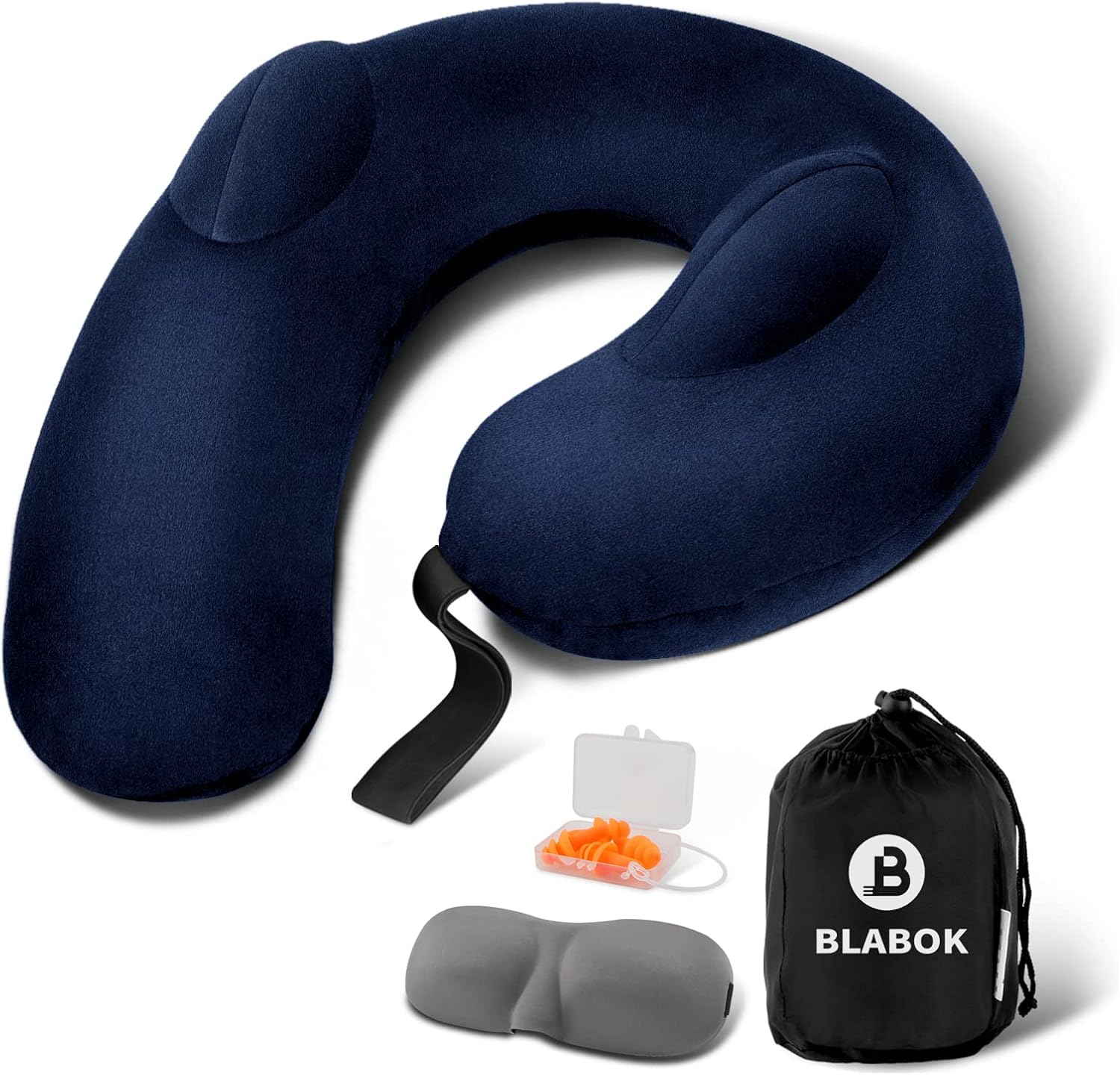 Patented Design Inflatable Travel Neck Pillow – Airplane Neck Pillow with 360° Head & Neck Support, Soft Washable Velvet Cover, Compact Neck Support Pillow for Airplane,Train,Car,Office & Home - 1