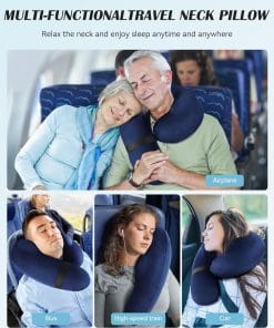 Patented Design Inflatable Travel Neck Pillow – Airplane Neck Pillow with 360° Head & Neck Support, Soft Washable Velvet Cover, Compact Neck Support Pillow for Airplane,Train,Car,Office & Home - 5