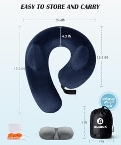 Patented Design Inflatable Travel Neck Pillow – Airplane Neck Pillow with 360° Head & Neck Support, Soft Washable Velvet Cover, Compact Neck Support Pillow for Airplane,Train,Car,Office & Home - 6