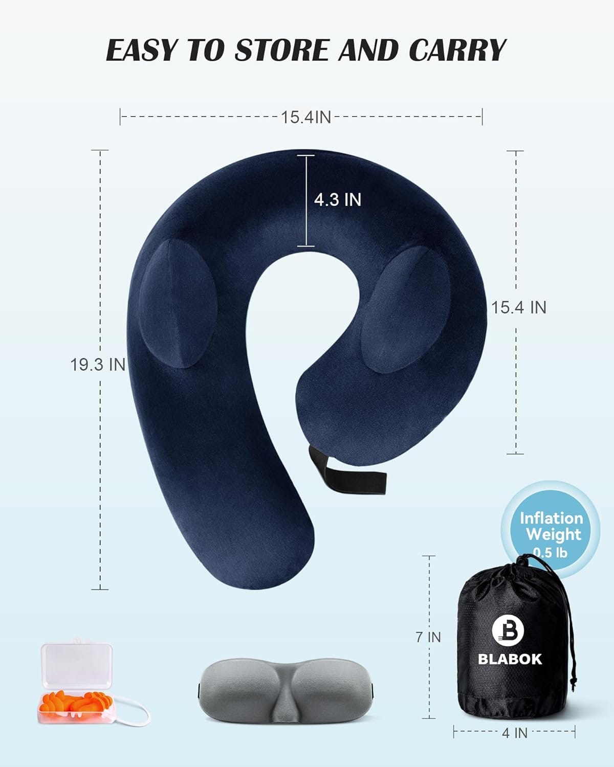 Patented Design Inflatable Travel Neck Pillow – Airplane Neck Pillow with 360° Head & Neck Support, Soft Washable Velvet Cover, Compact Neck Support Pillow for Airplane,Train,Car,Office & Home - 6