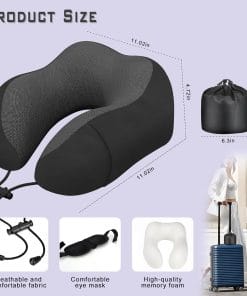 Phent zari Neck Travel Pillow, Upgraded Memory Foam Pillow for Airplane, Machine Washable, Adjustable Flight Pillow, Suitable for Sleeping Airplane, Car, Office and Home - 2