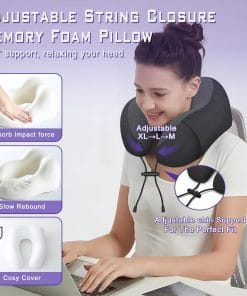 Phent zari Neck Travel Pillow, Upgraded Memory Foam Pillow for Airplane, Machine Washable, Adjustable Flight Pillow, Suitable for Sleeping Airplane, Car, Office and Home - 4